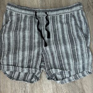 Dash Women’s Black/Grey Striped Drawstring Shorts Small